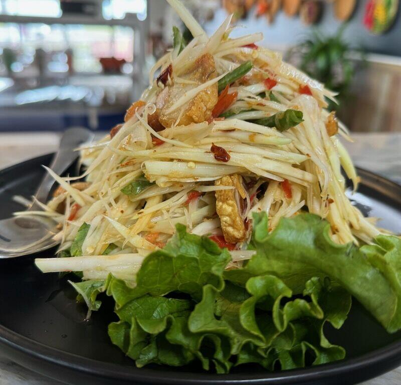 Green Papaya Salad with crispy pork